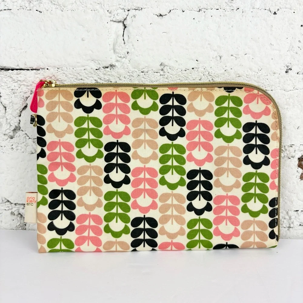 Orla Kiely Floral Print Cosmetic Travel Bag Flat Clutch